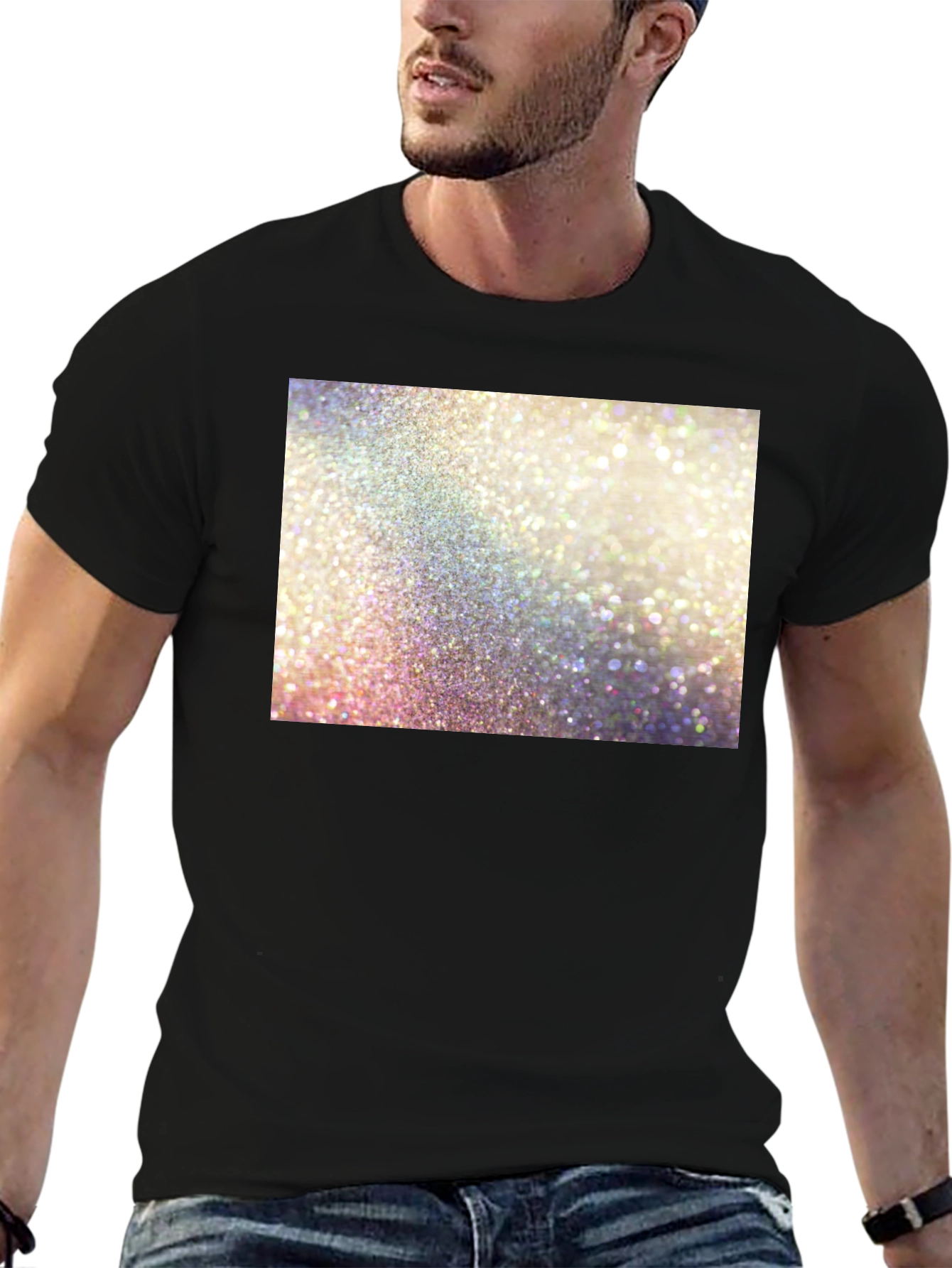 Sparkle Glitter Graphic Black T-Shirt