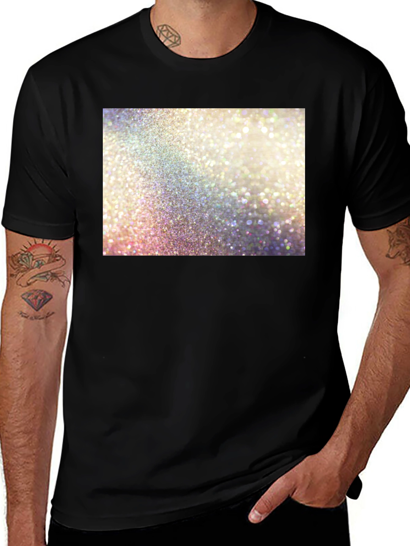 Sparkle Glitter Graphic Black T-Shirt