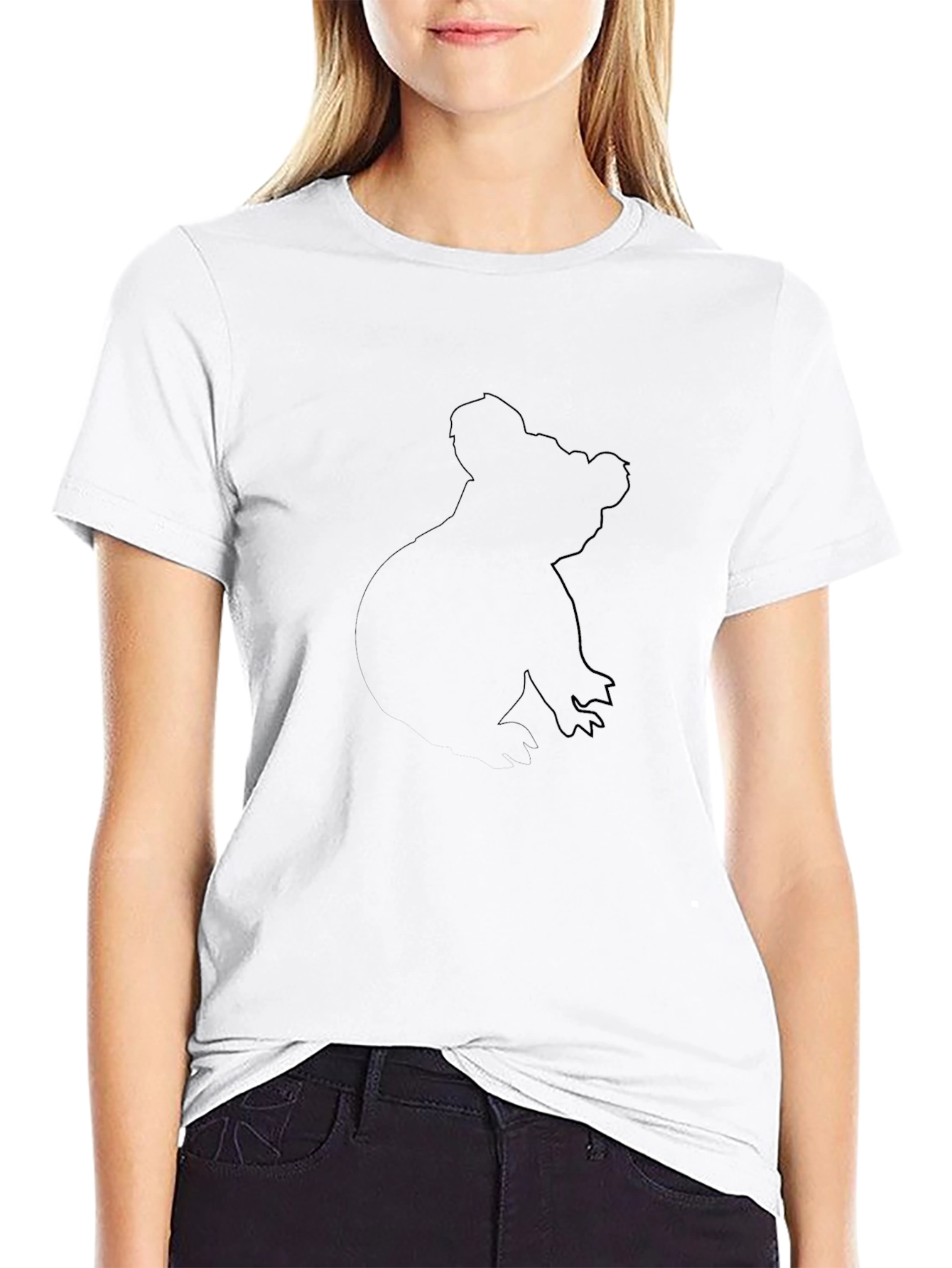 Black Koala Outline Graphic T-Shirt