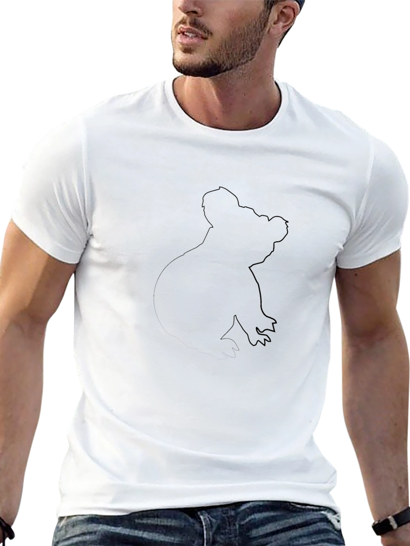 Black Koala Outline Graphic T-Shirt
