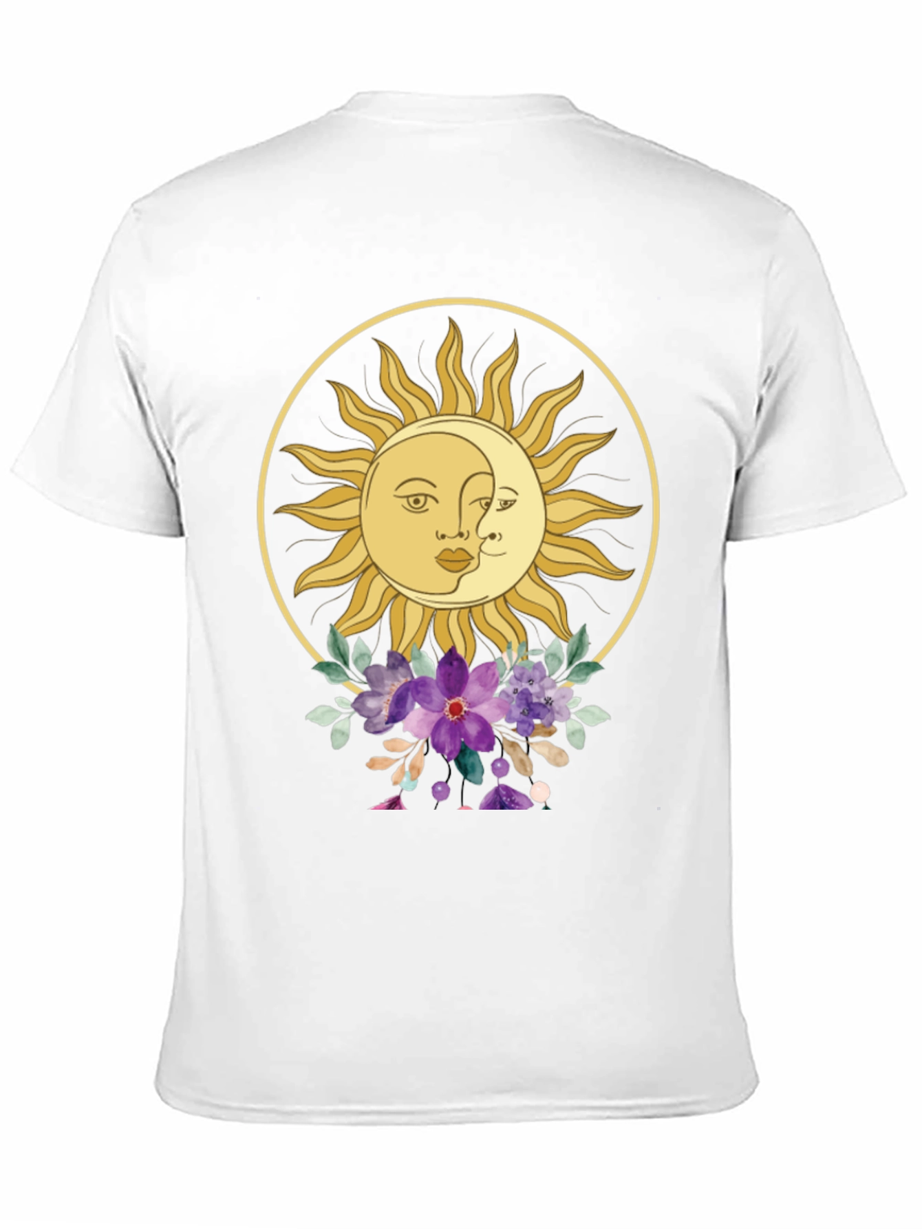 Celestial Sun & Moon Floral Graphic Tee