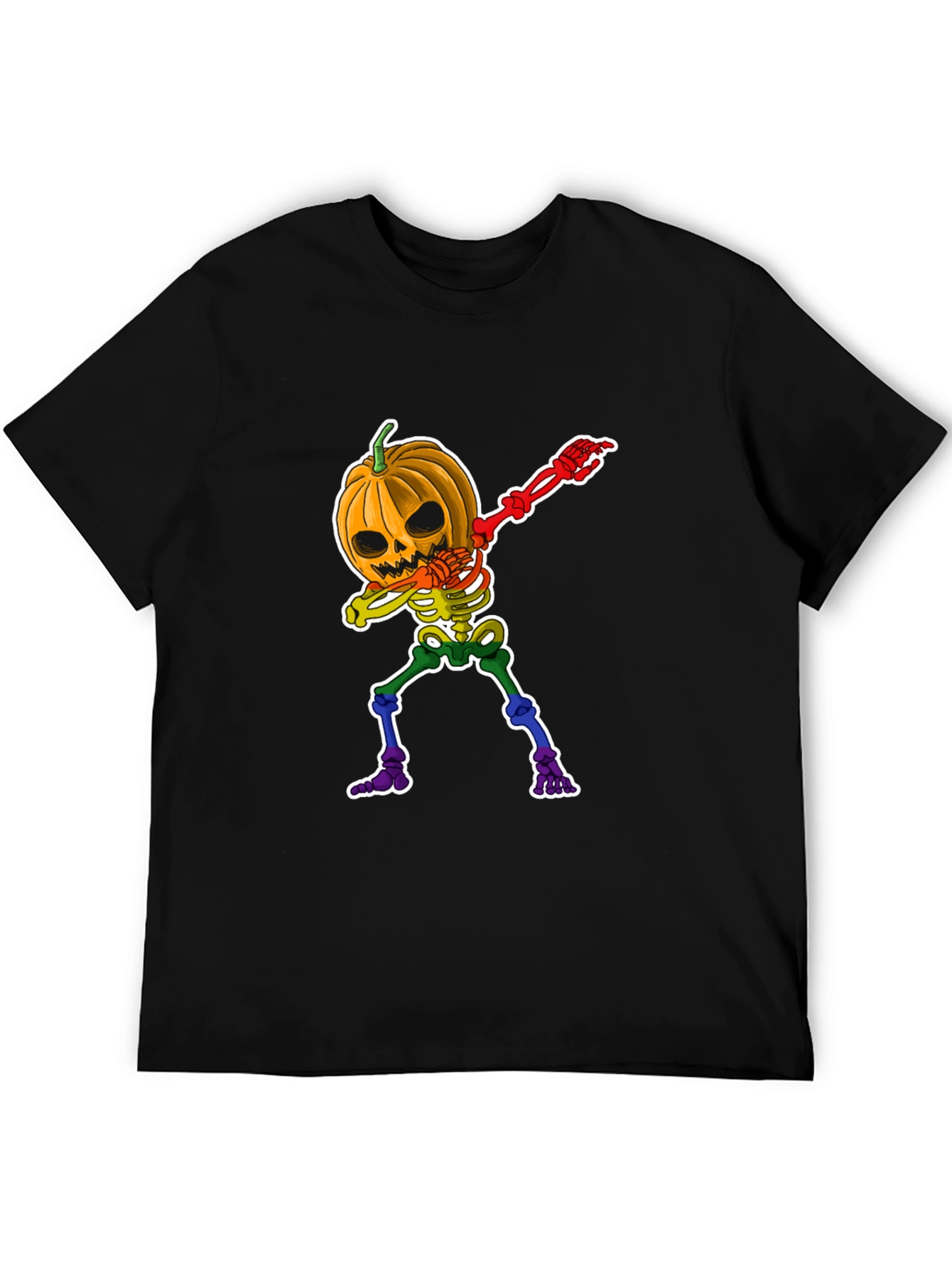 Dabbing Pumpkin Skeleton Halloween Graphic Tee