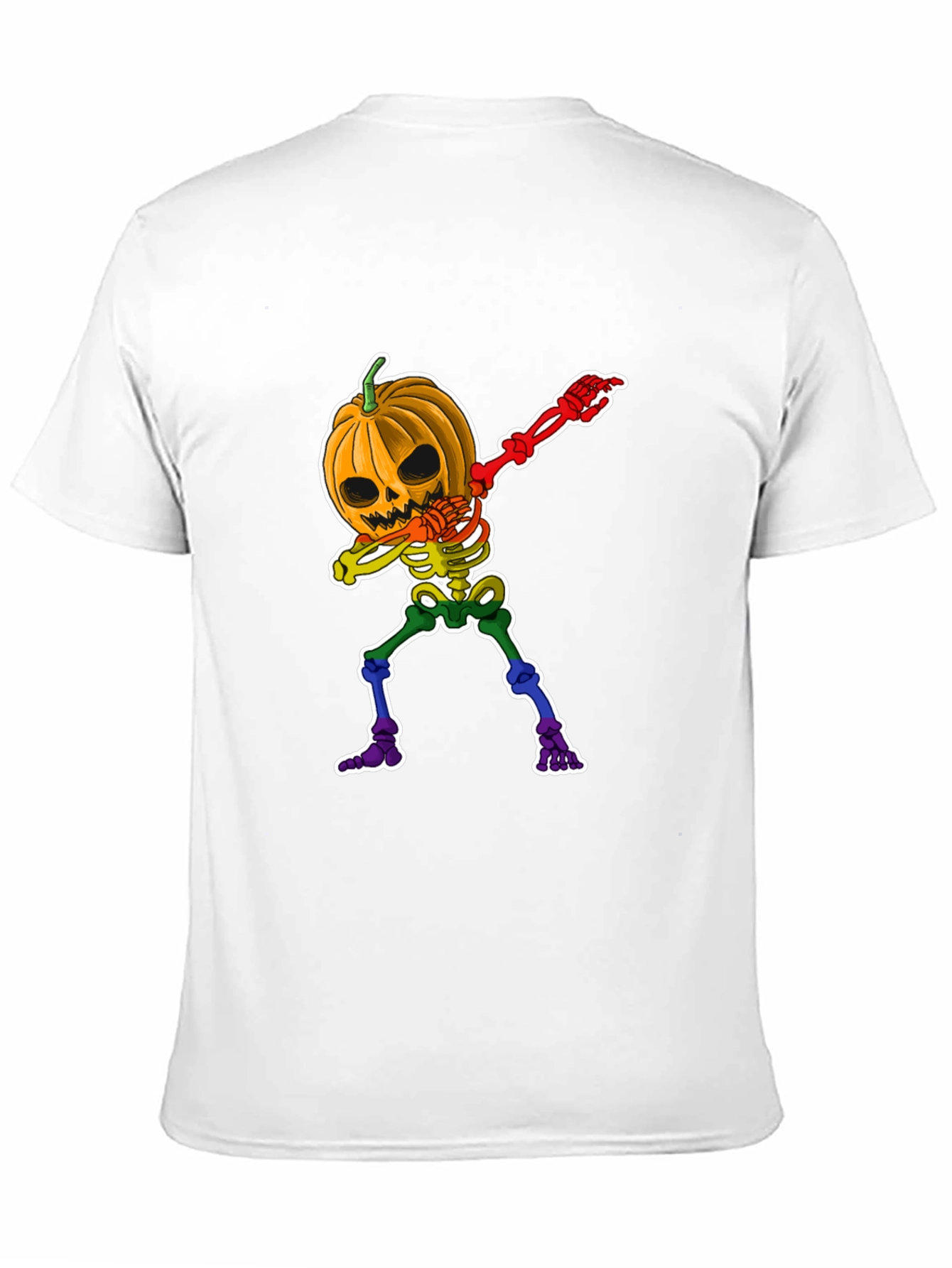 Dabbing Pumpkin Skeleton Halloween Graphic Tee