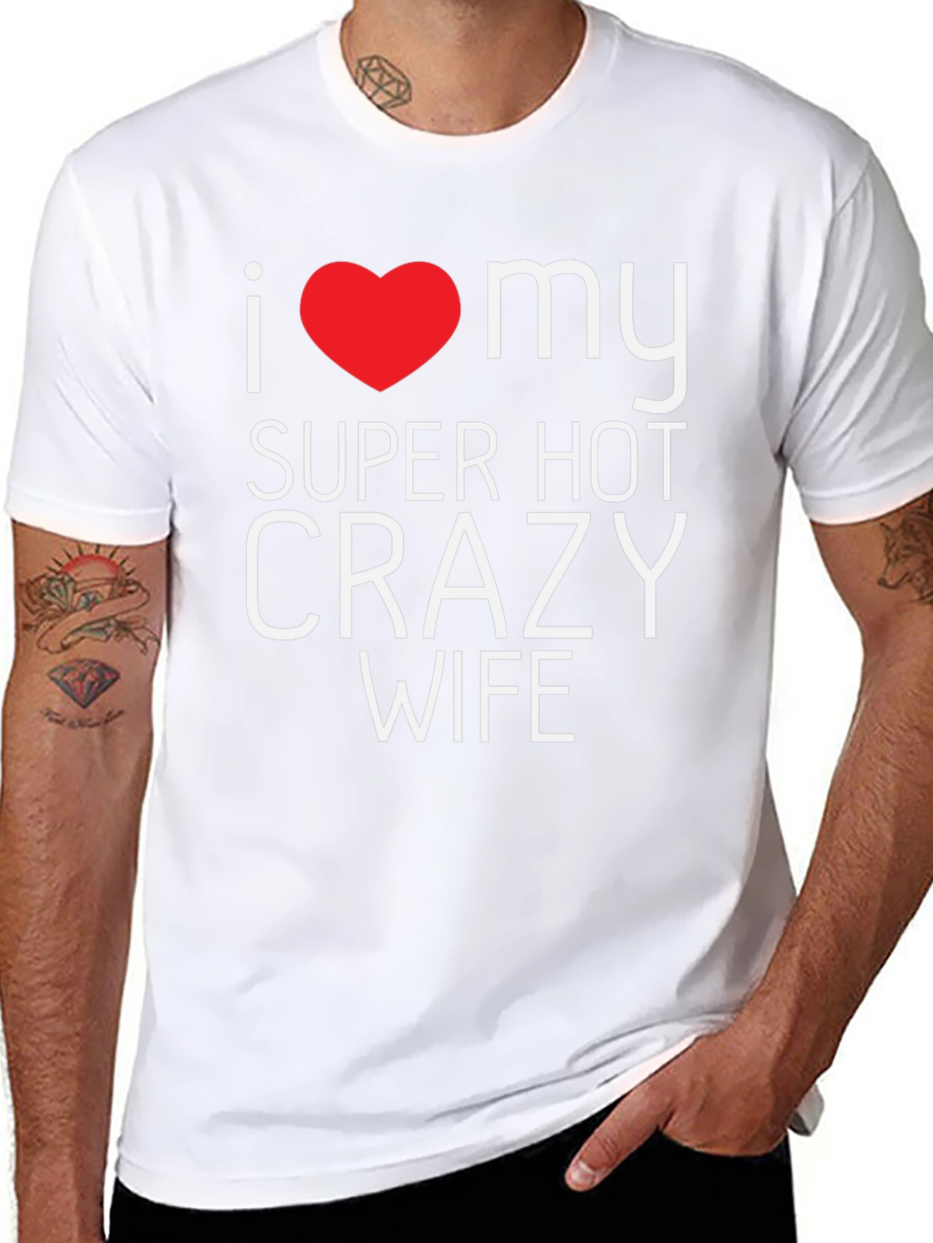 I Heart My Super Hot Crazy Wife Black T-Shirt