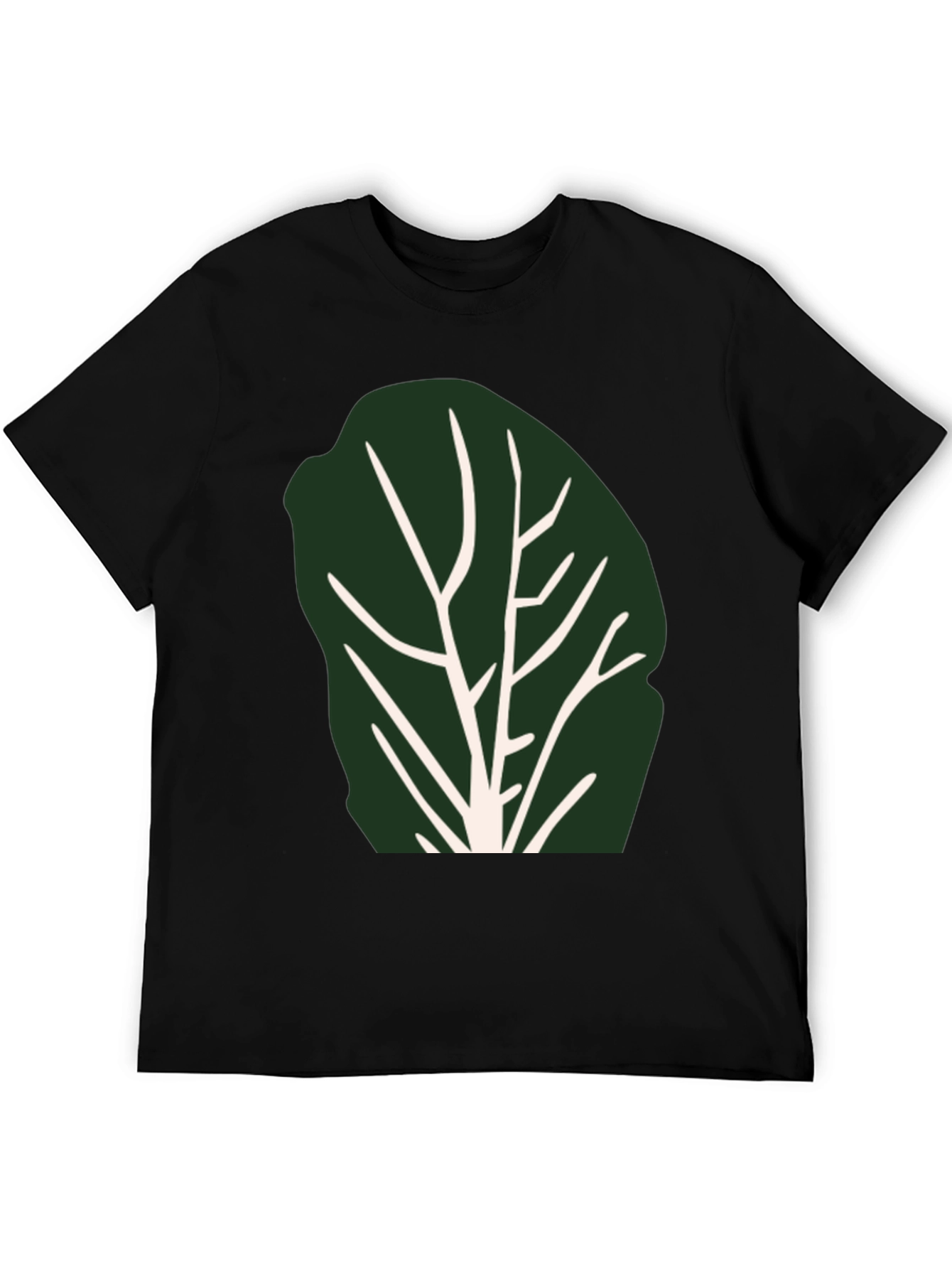 Leaf Print Black T-Shirt