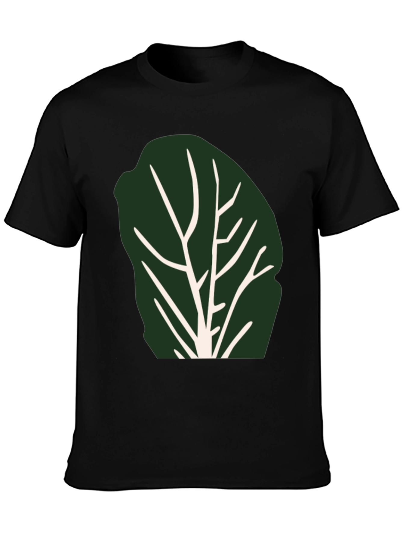 Leaf Print Black T-Shirt