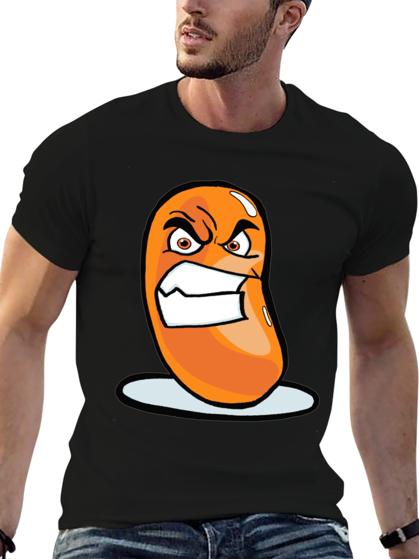 Angry Bean Graphic Tee - Funny Cartoon Shirt