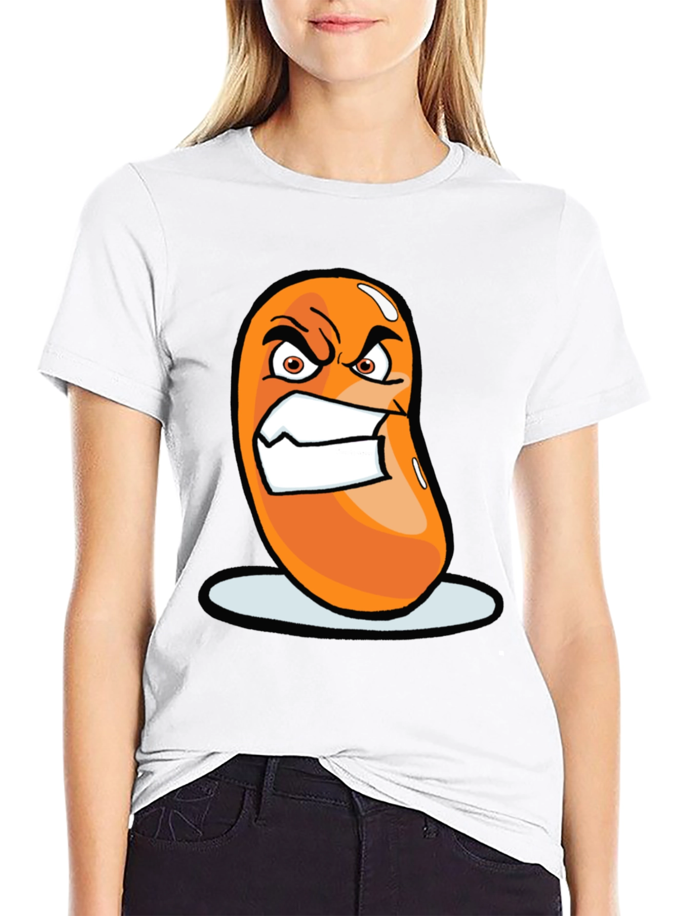 Angry Bean Graphic Tee - Funny Cartoon Shirt