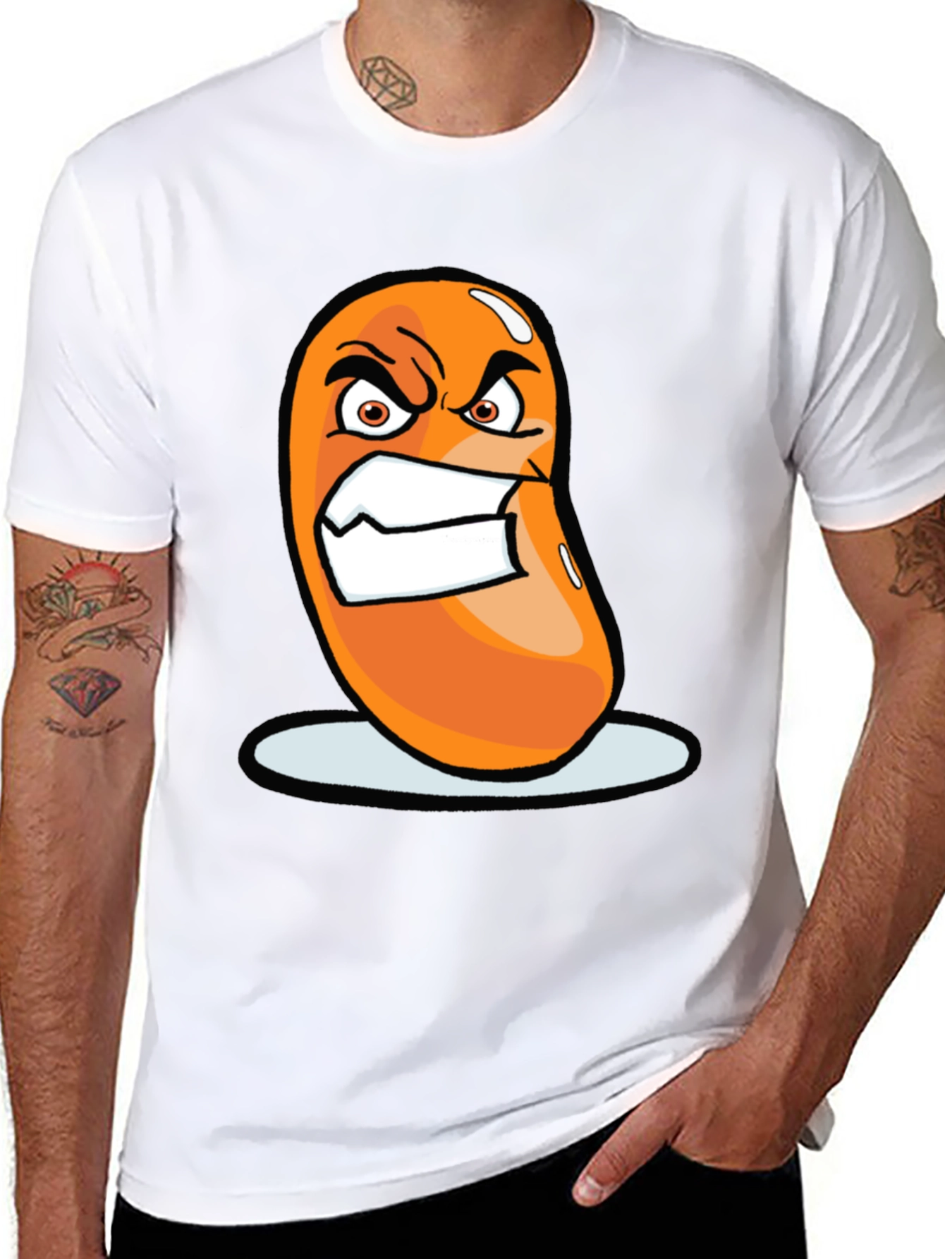 Angry Bean Graphic Tee - Funny Cartoon Shirt