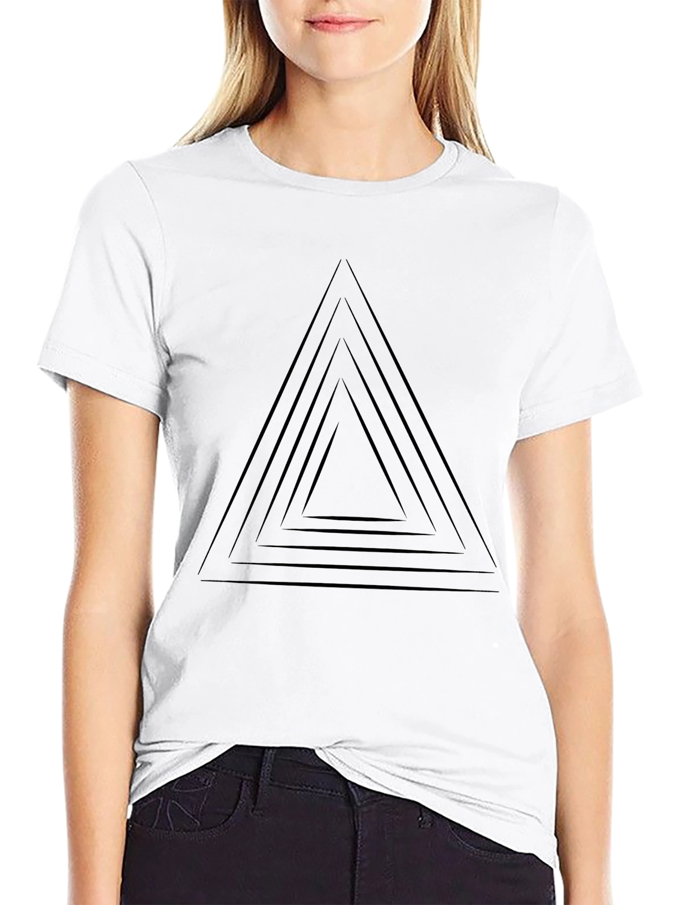 Abstract Triangle Graphic Black T-Shirt