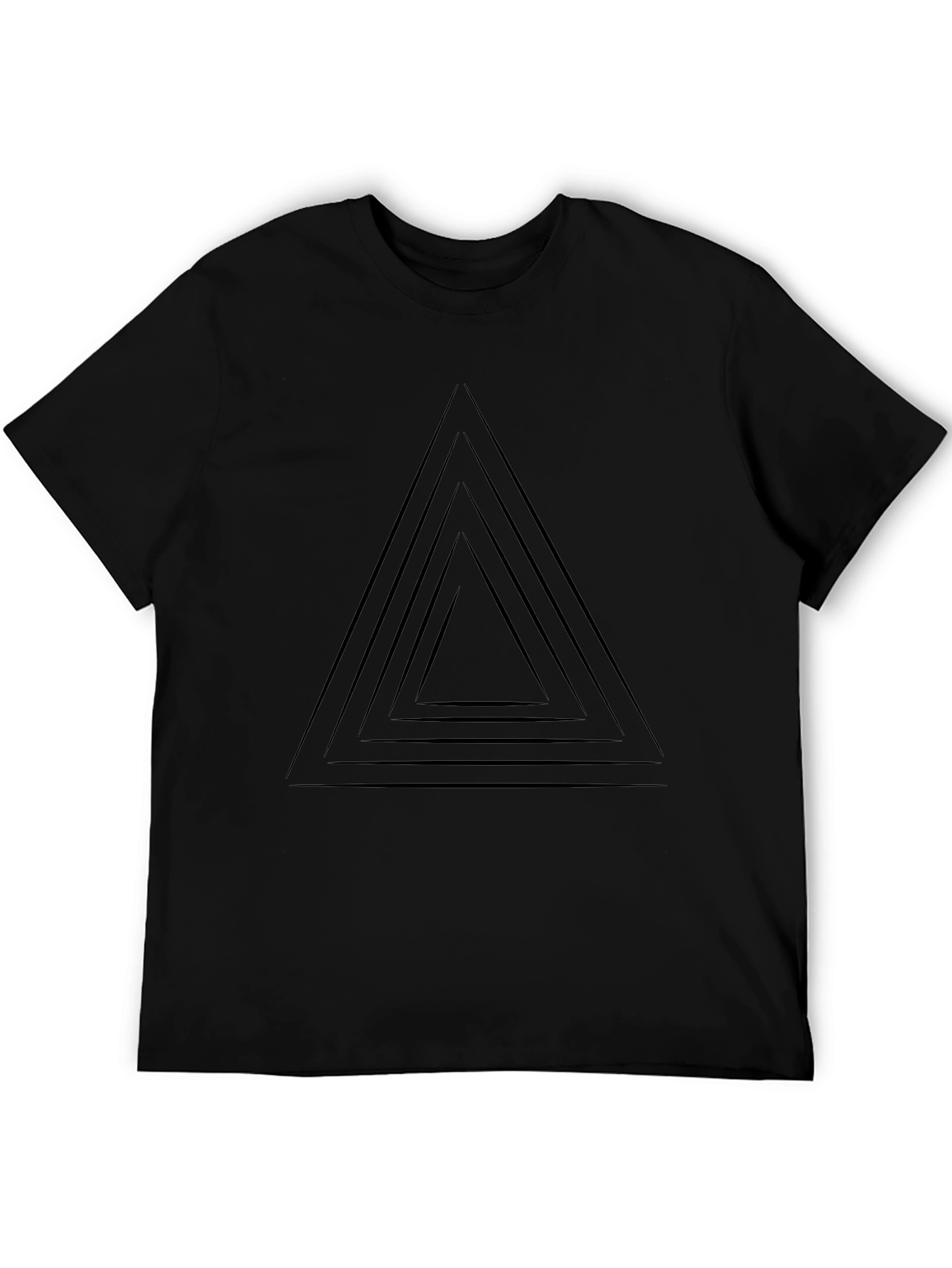 Abstract Triangle Graphic Black T-Shirt