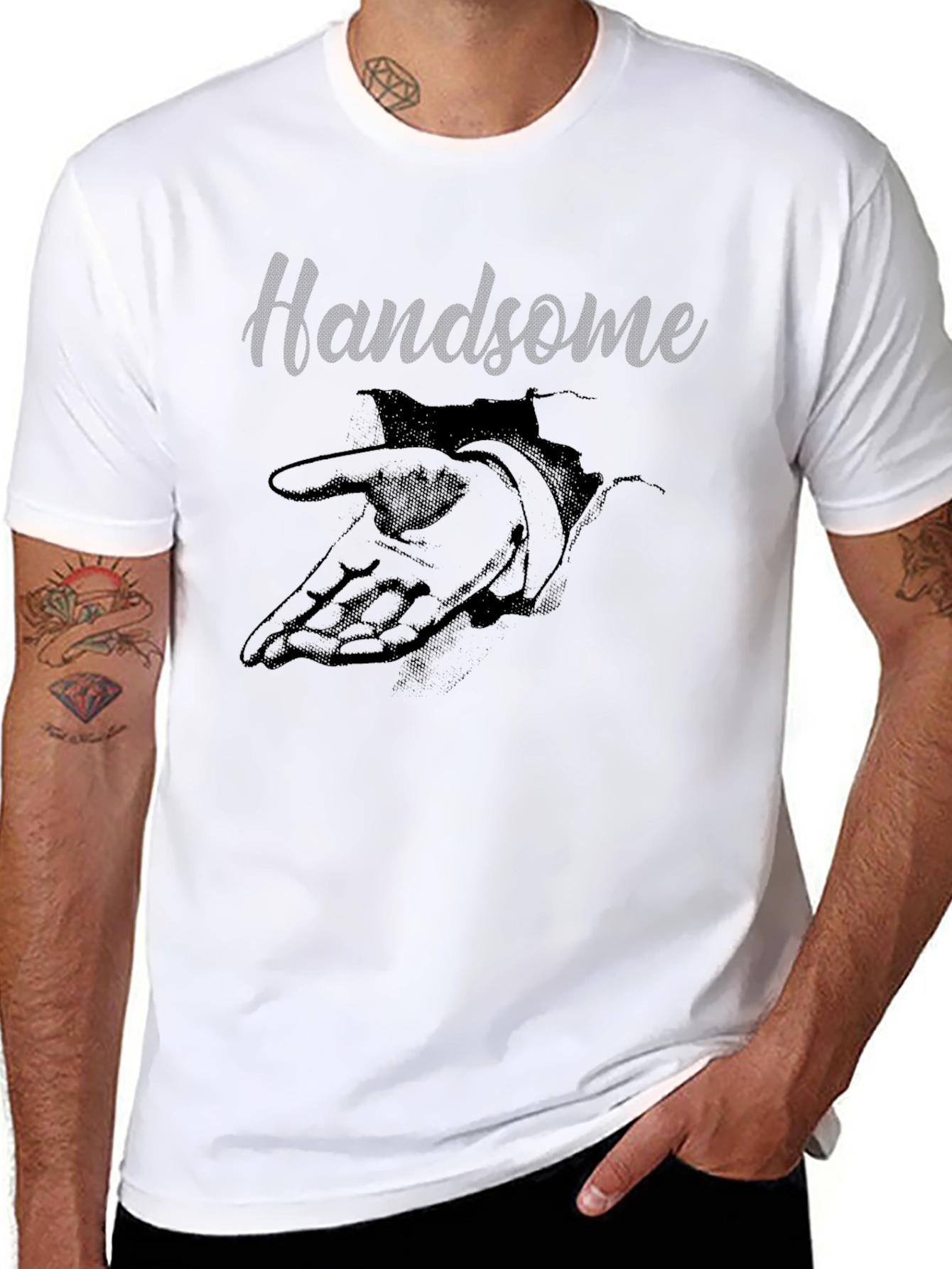 Graphic Hand Print Black T-Shirt