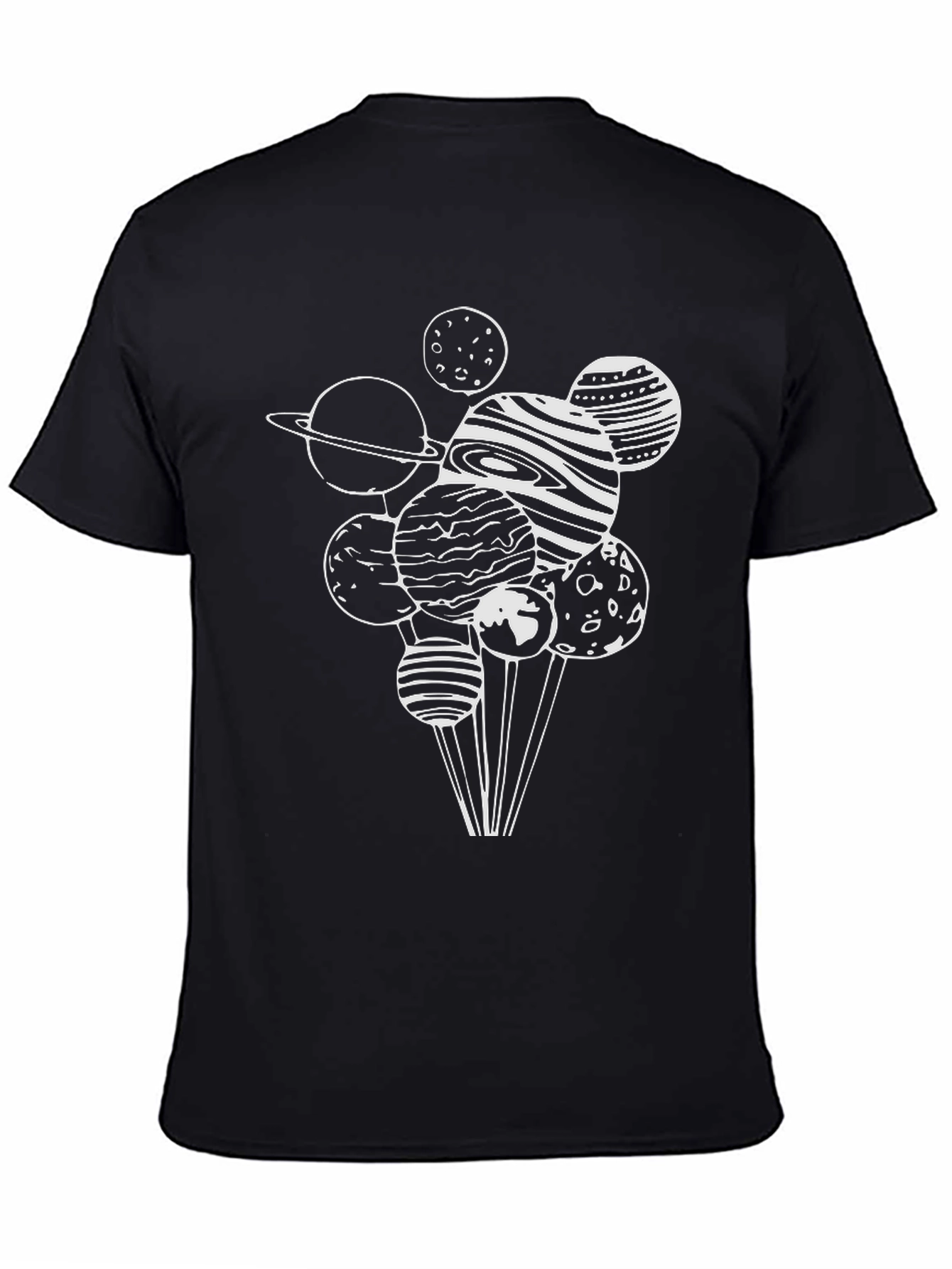 Planetary Graphic Tee - Stylish Black Cotton T-Shirt