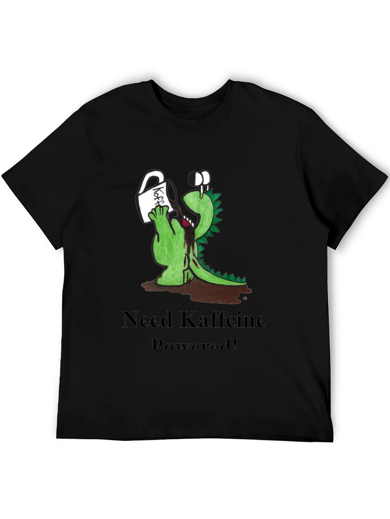 Kaffeine Powered Tee - Funny Dinosaur Coffee Lover Shirt