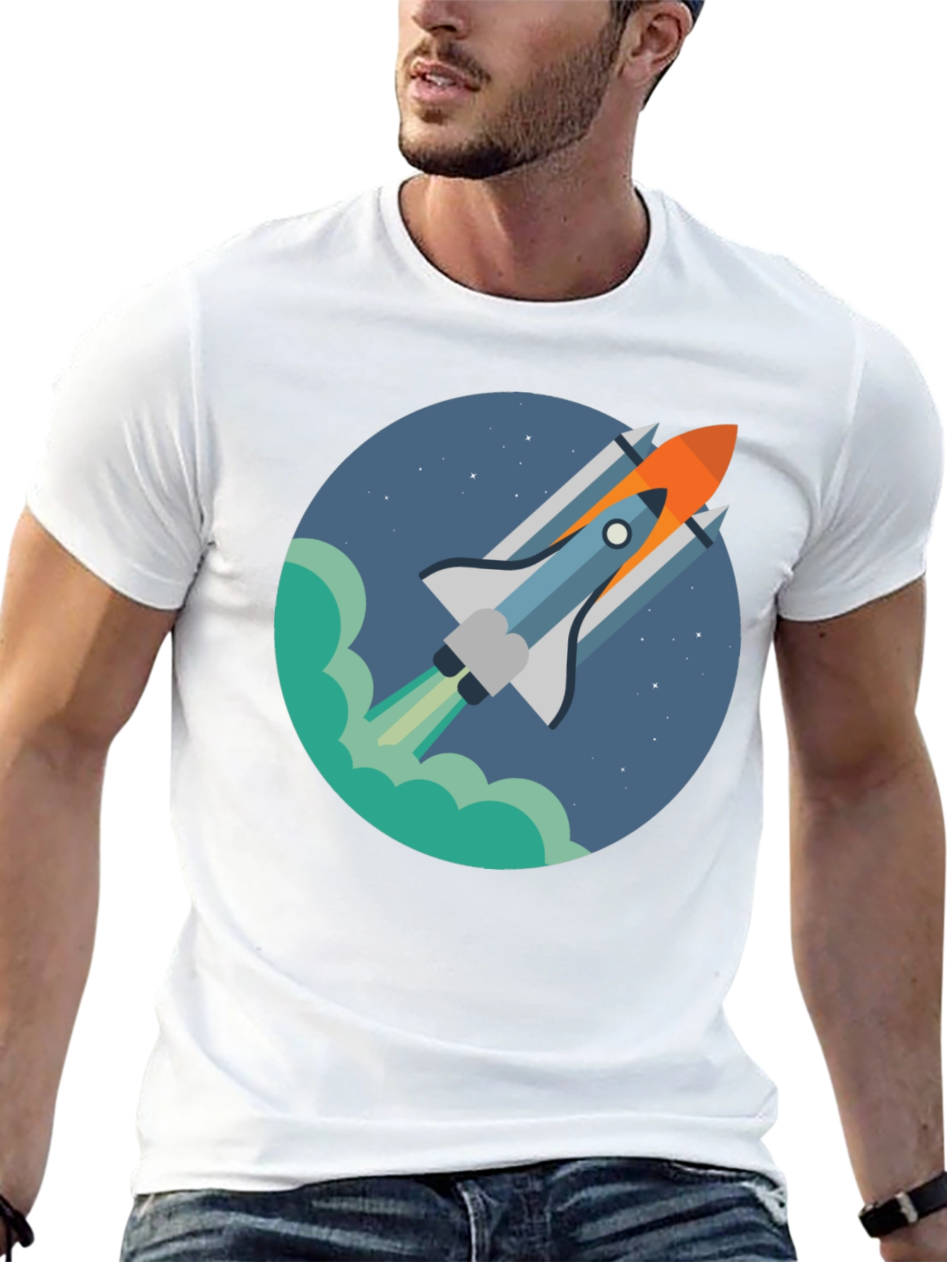 Rocket Launch Graphic Tee - Black Casual Shirt