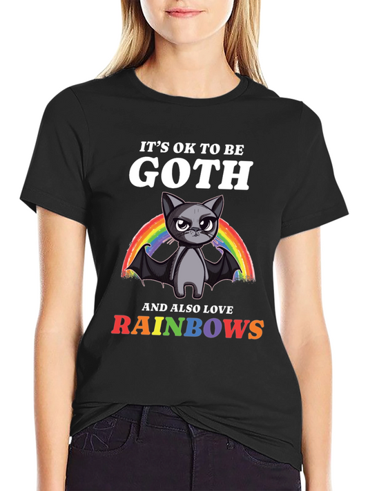 Goth Cat Rainbow T-Shirt