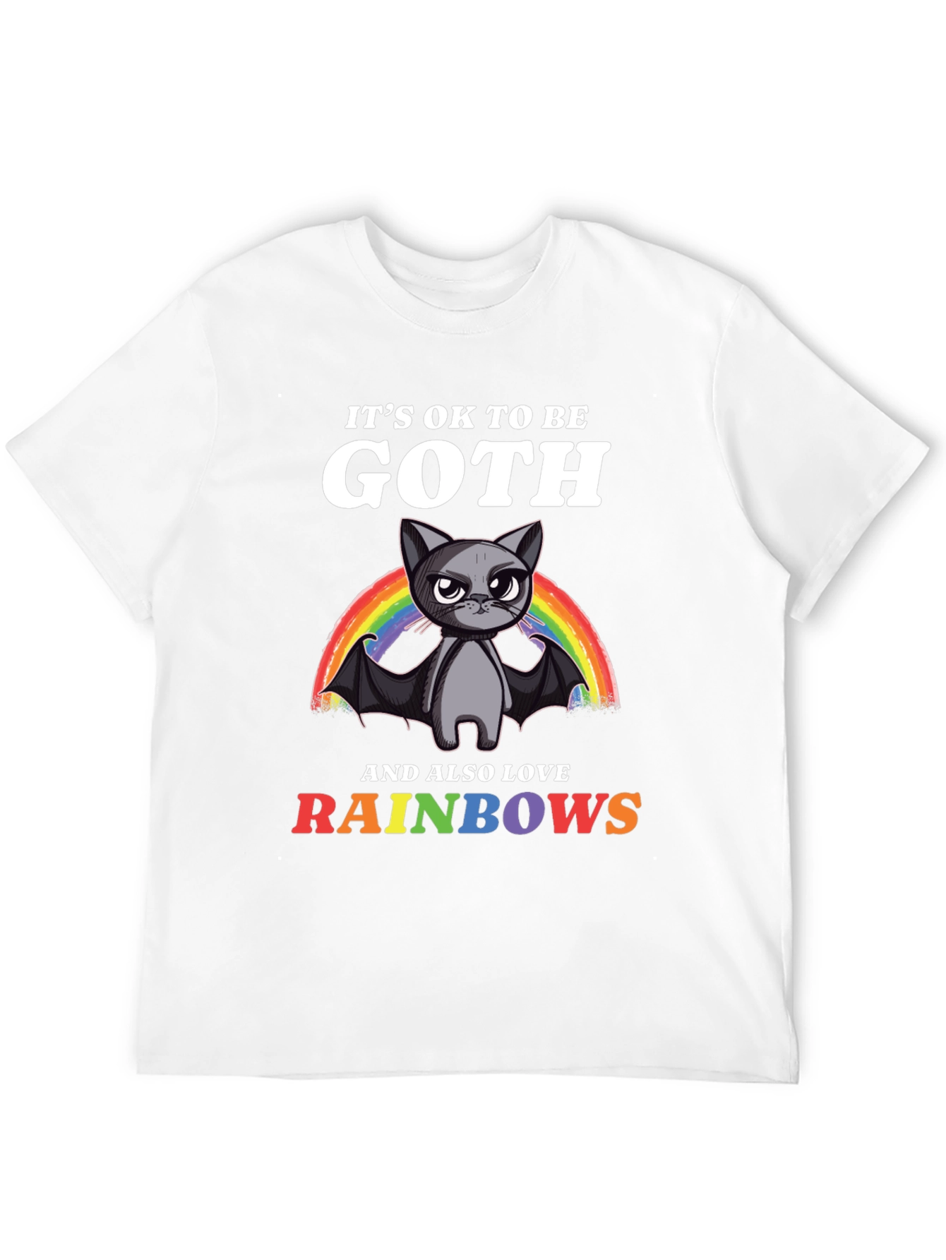 Goth Cat Rainbow T-Shirt