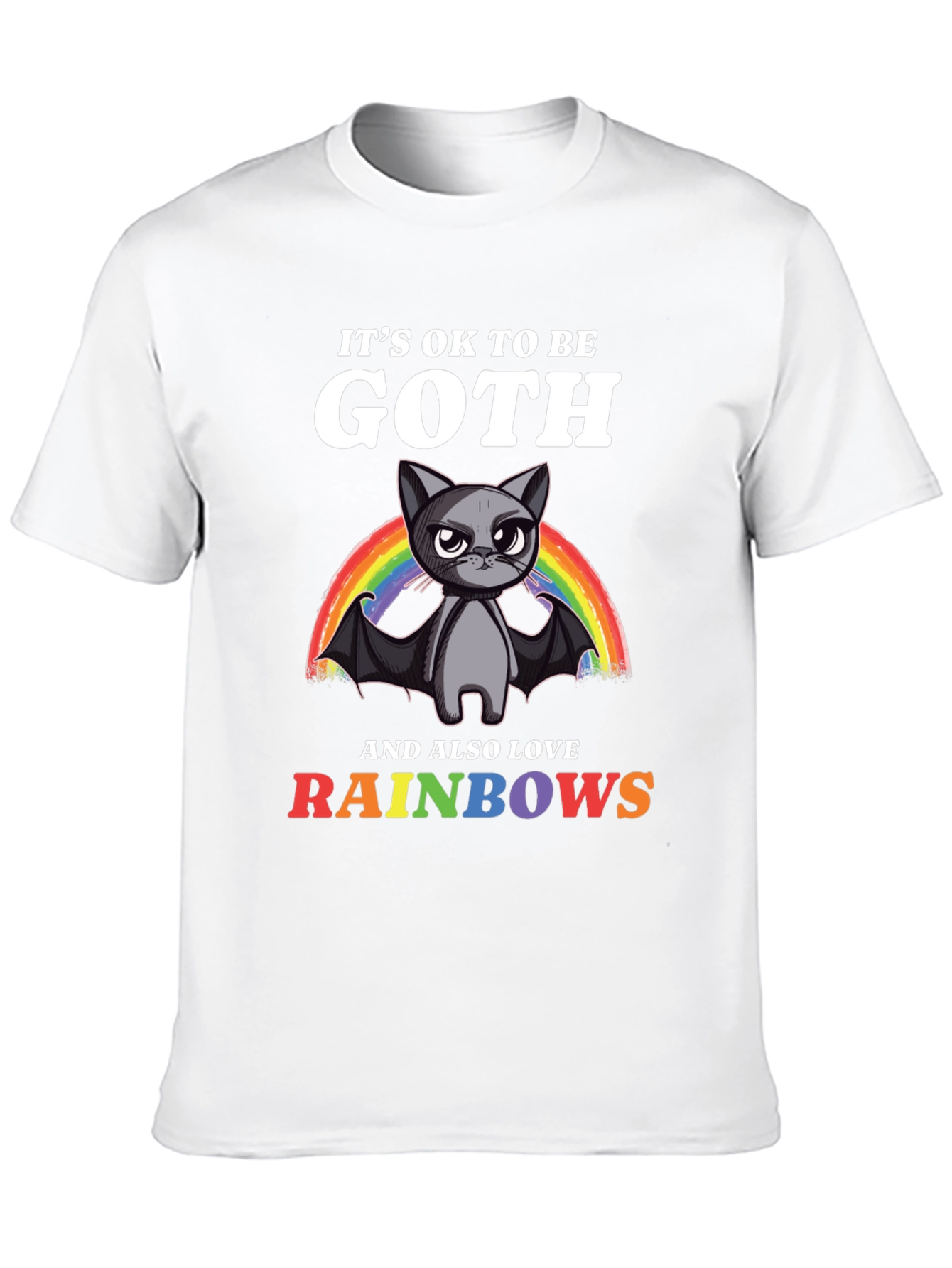 Goth Cat Rainbow T-Shirt