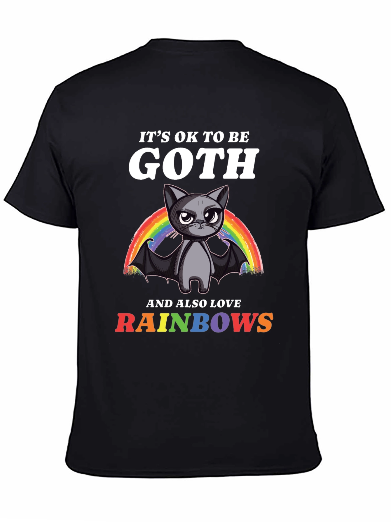 Goth Cat Rainbow T-Shirt
