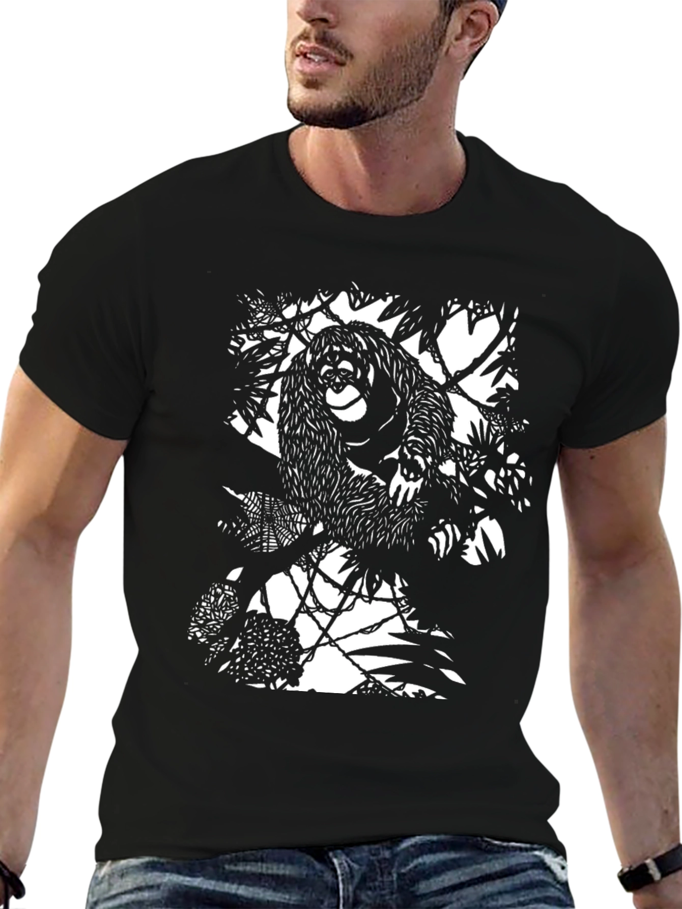 Orangutan Silhouette Tee - Black Graphic T-Shirt