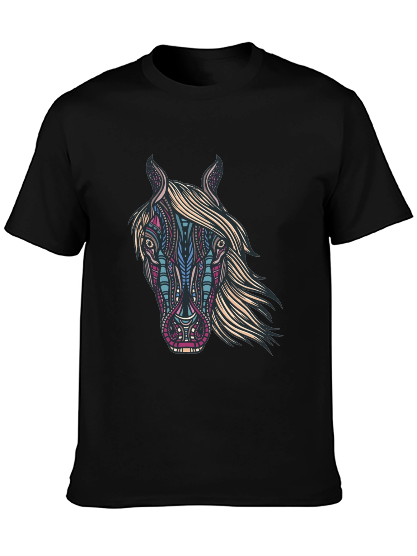 Horse Graphic Print Black T-Shirt