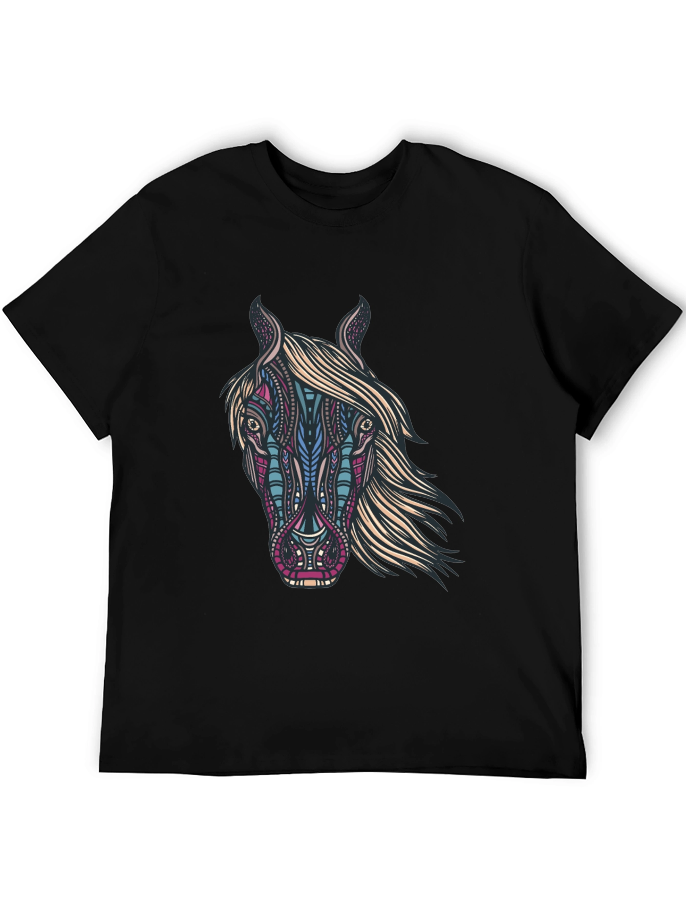 Horse Graphic Print Black T-Shirt