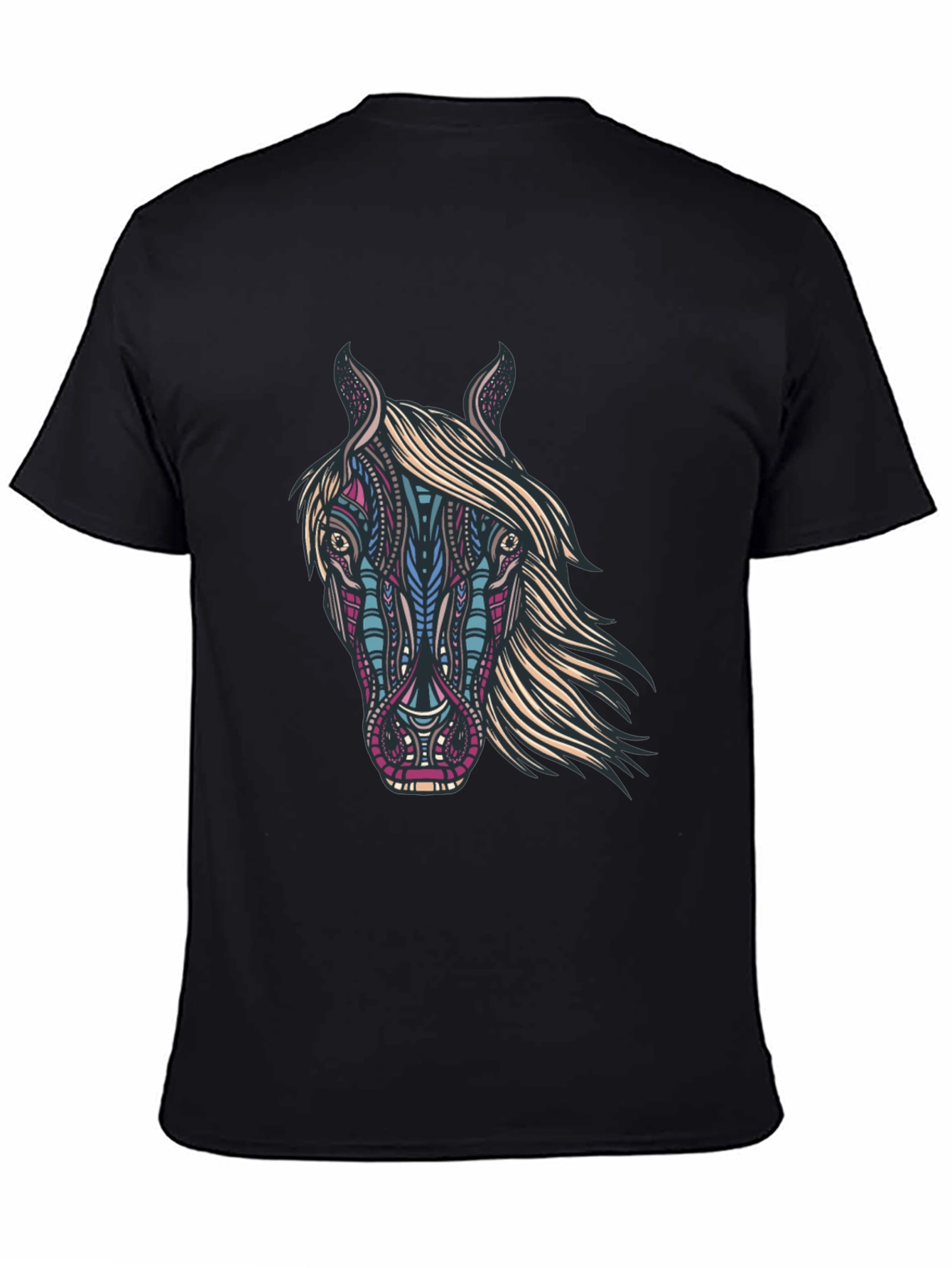 Horse Graphic Print Black T-Shirt