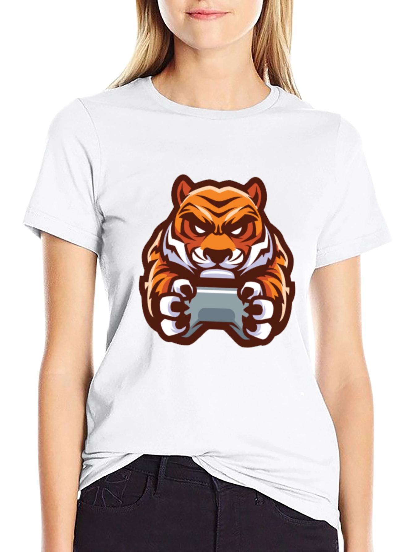 Gaming Tiger Graphic T-Shirt - Black