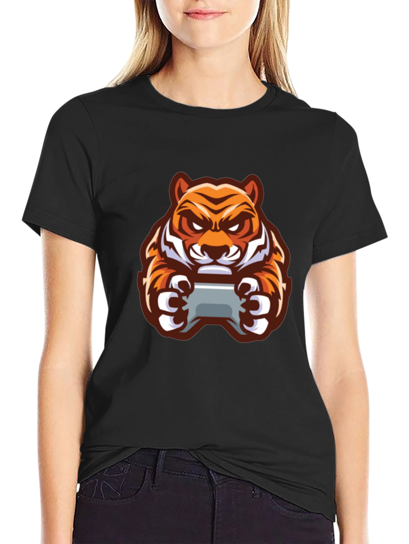 Gaming Tiger Graphic T-Shirt - Black