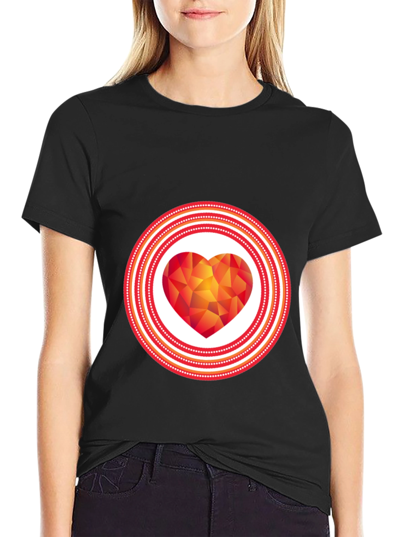 Geometric Heart Graphic Tee - Modern Love Shirt
