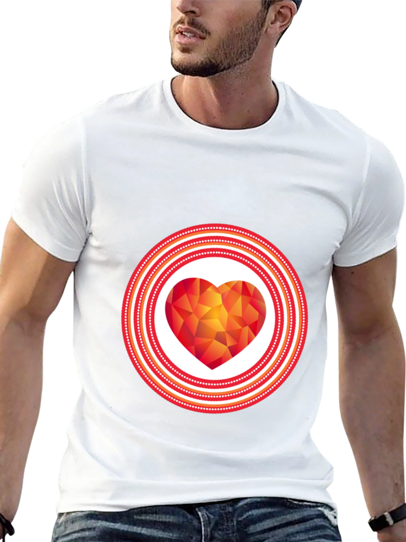 Geometric Heart Graphic Tee - Modern Love Shirt