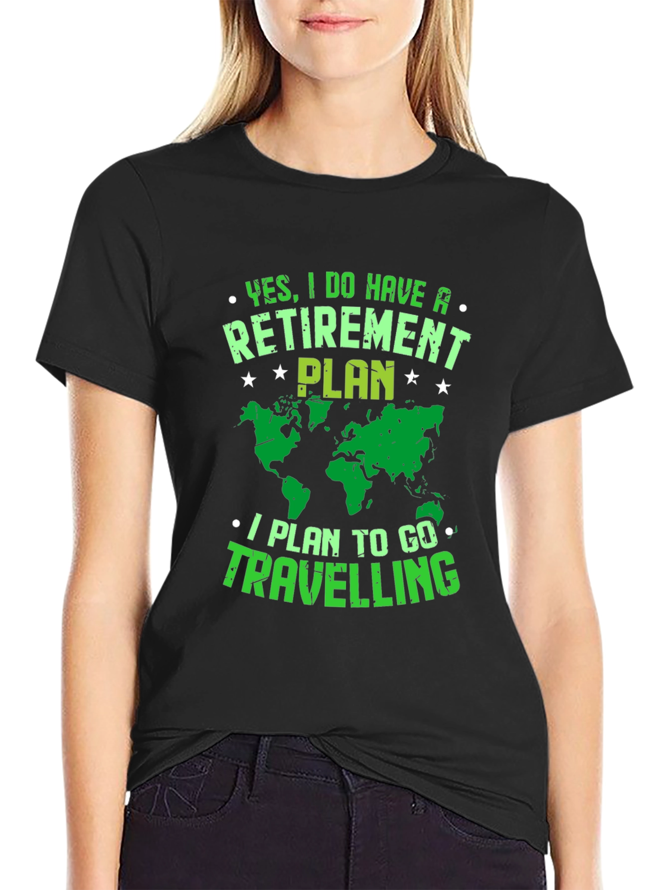 Retirement Plan Travel T-Shirt - Black Graphic Tee