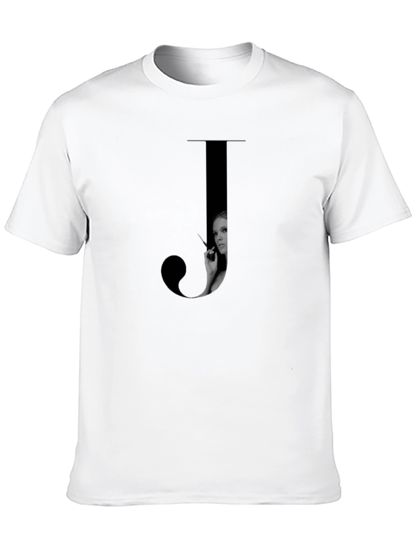 Letter J Black T-Shirt - Stylish Graphic Tee