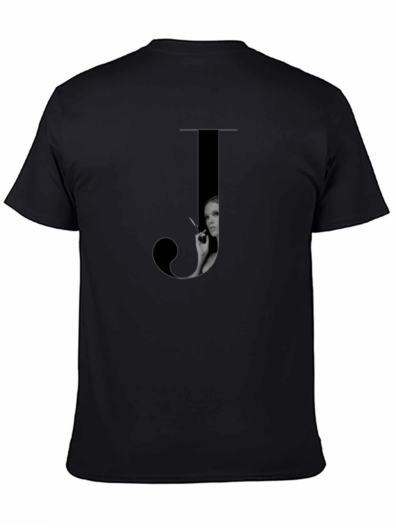 Letter J Black T-Shirt - Stylish Graphic Tee