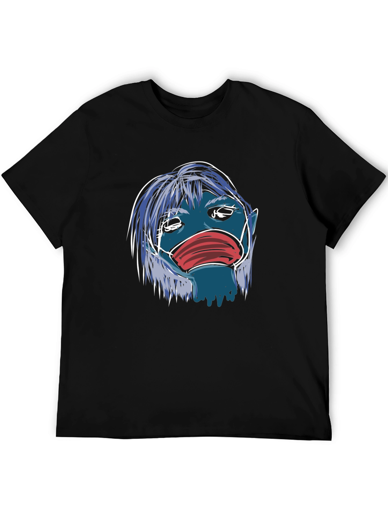Masked Blue Character Graphic T-Shirt