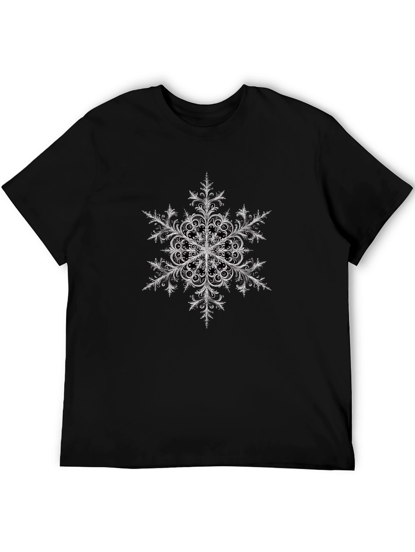 Snowflake Graphic Print Black T-Shirt