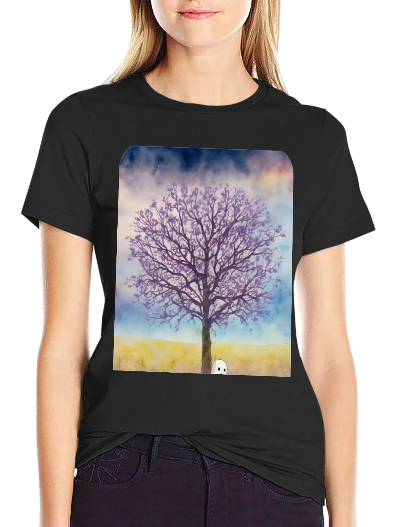 Ghostly Tree Graphic Tee - Mens Black T-Shirt