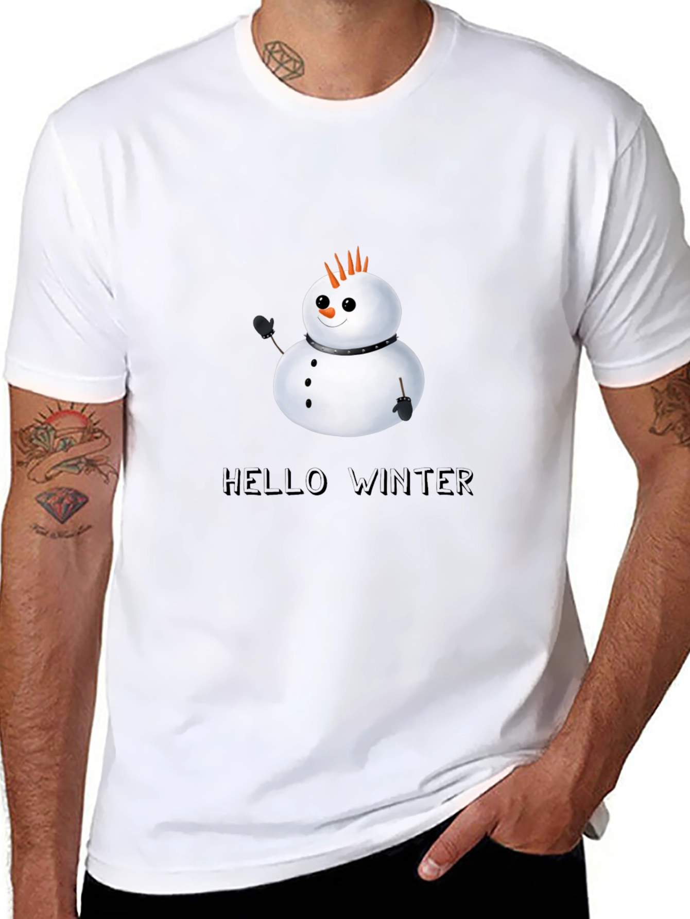 Hello Winter Punk Snowman Graphic Tee