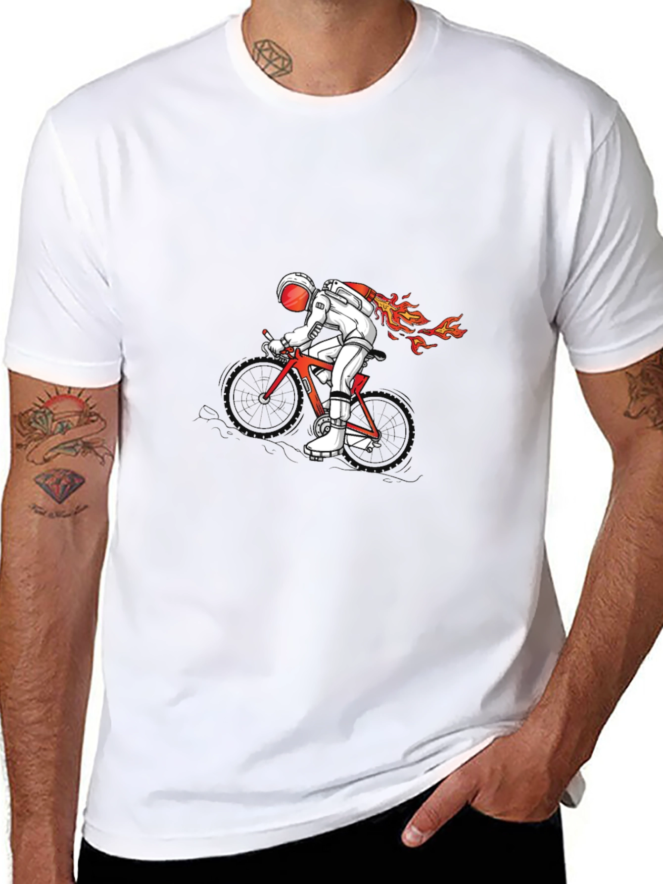 Astronaut Biker T-Shirt - Space Rocket Ride