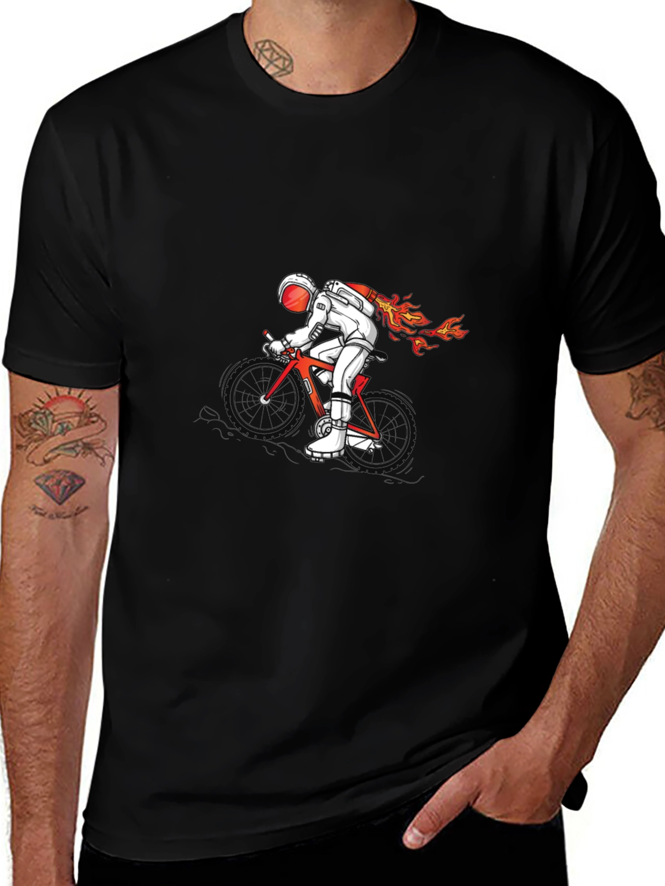 Astronaut Biker T-Shirt - Space Rocket Ride