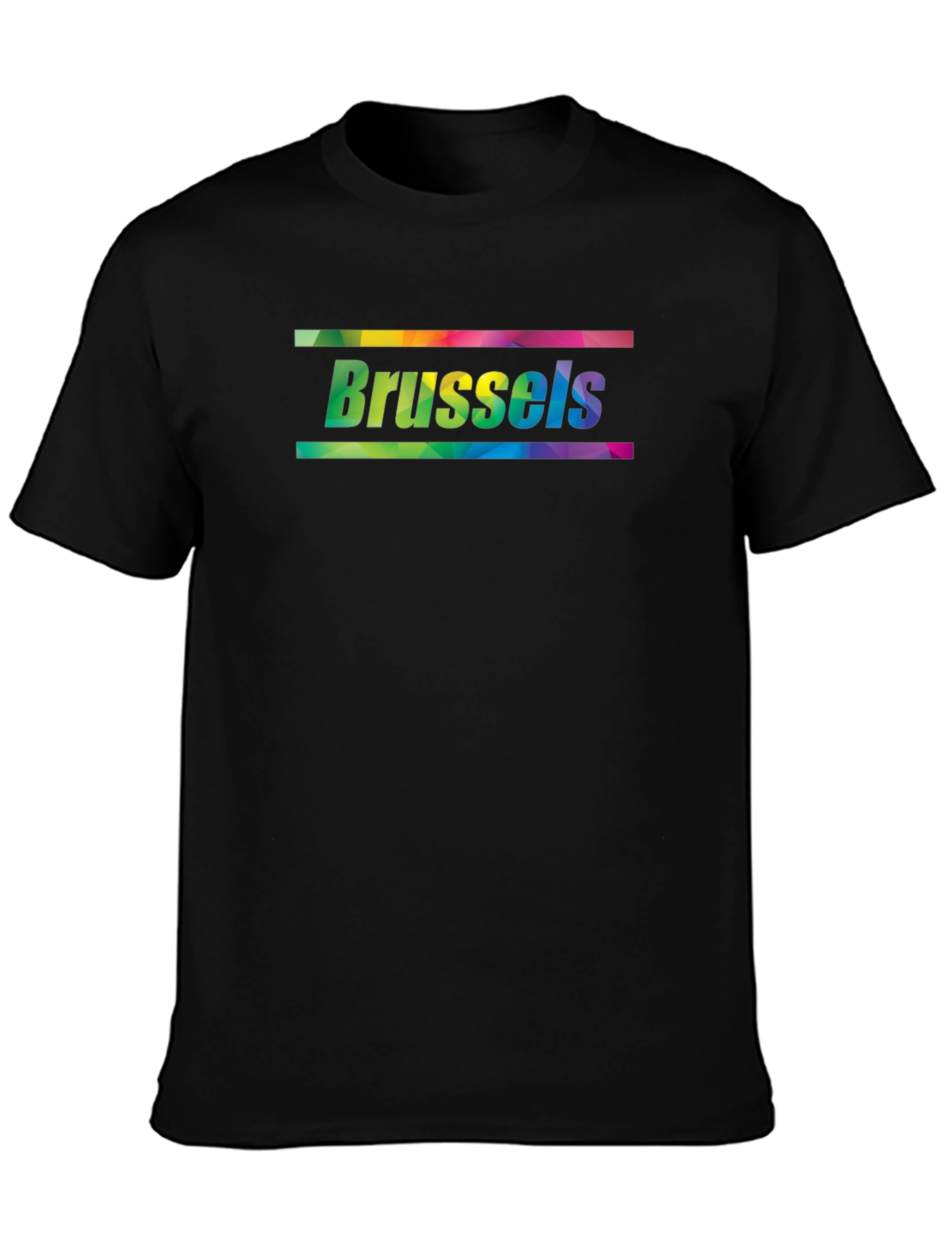 Brussels Pride T-Shirt - Rainbow Text Black Tee