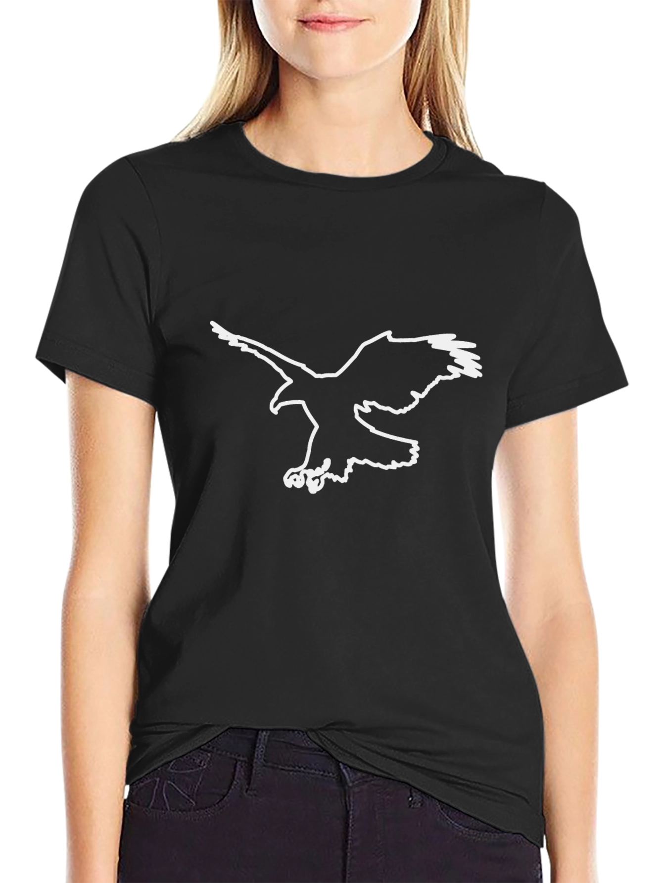 Mens Black T-Shirt with Eagle Graphic