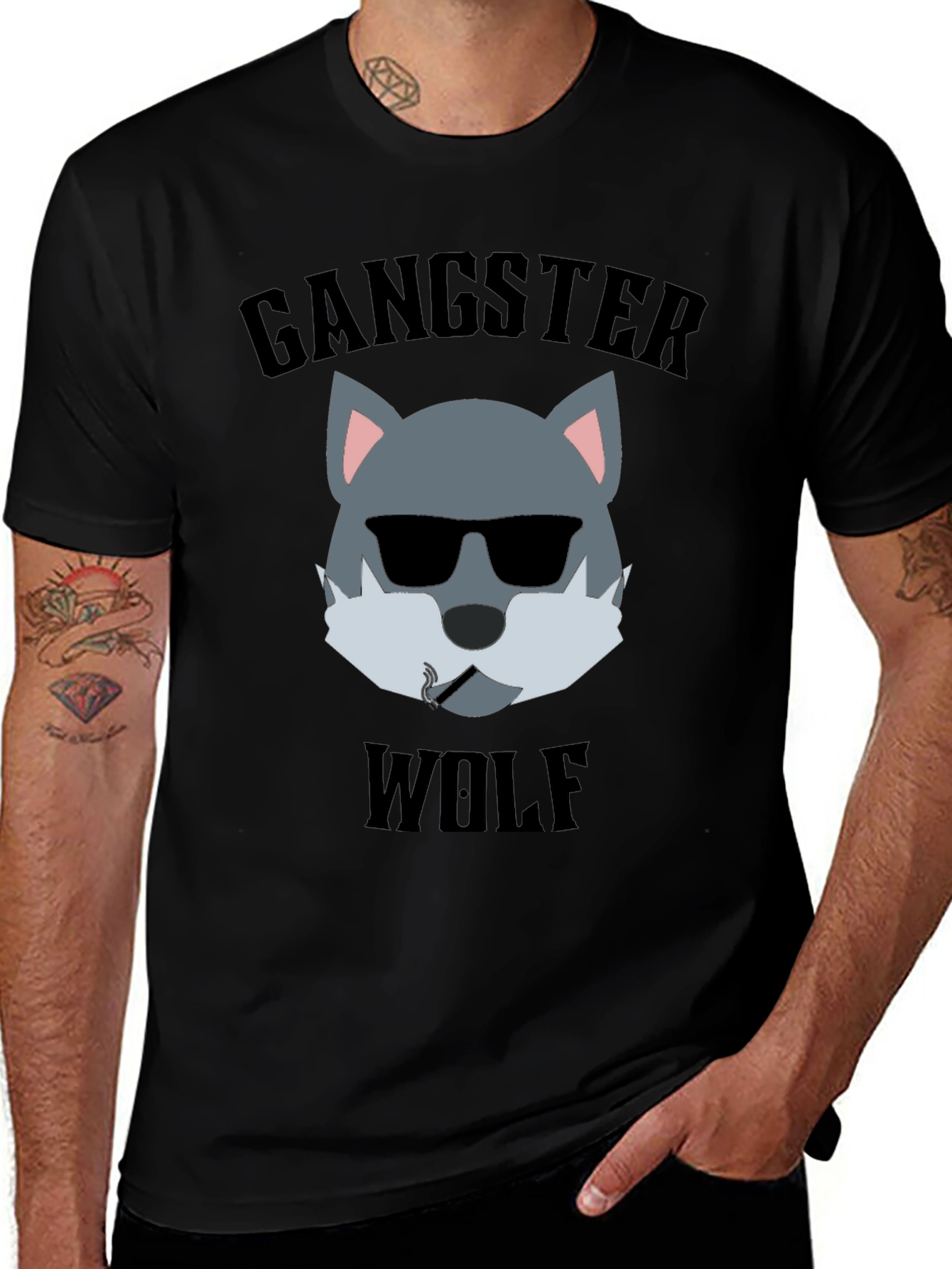 Gangster Wolf Graphic T-Shirt - Cool and Edgy Design