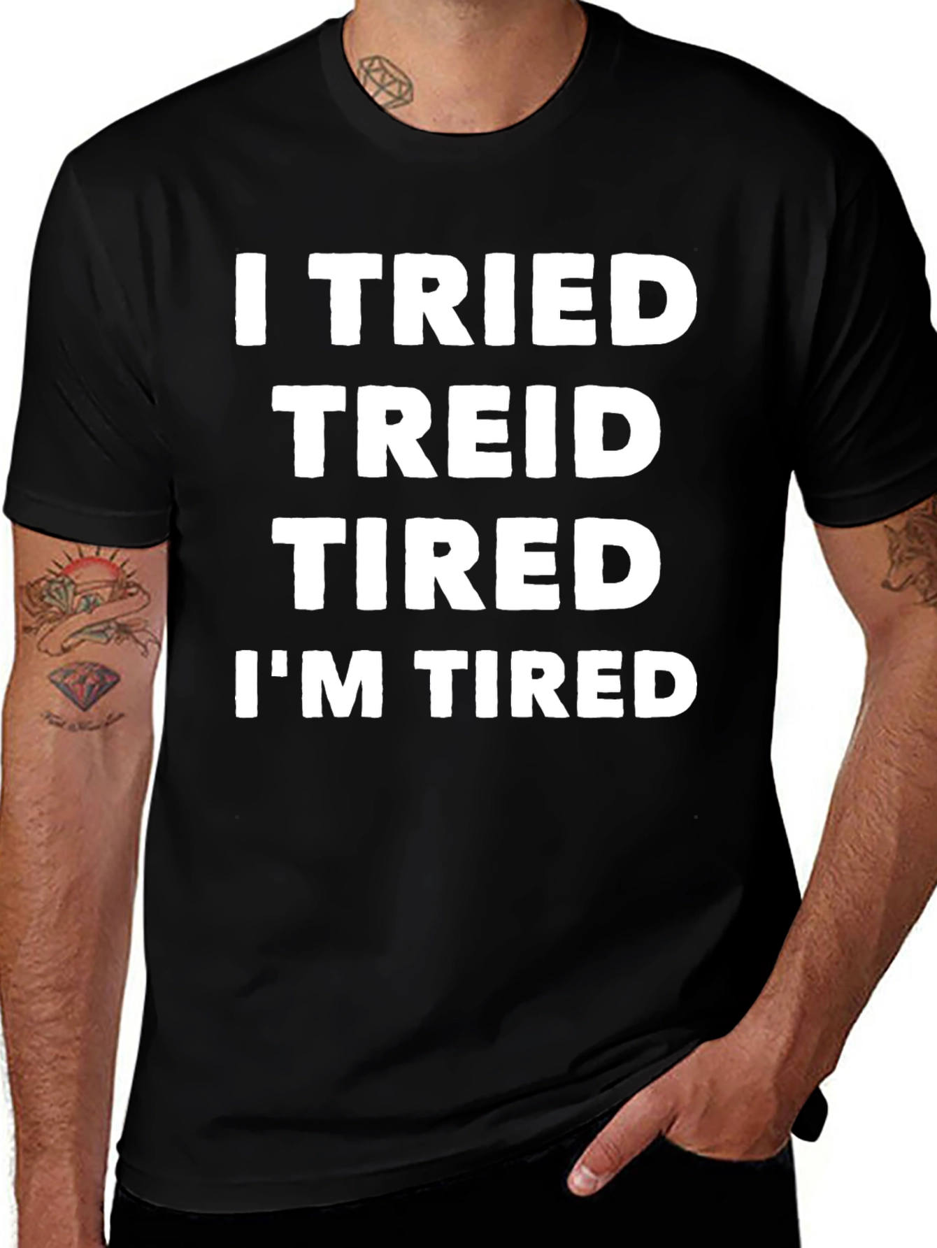 Funny I Tried Mens Black Graphic T-Shirt