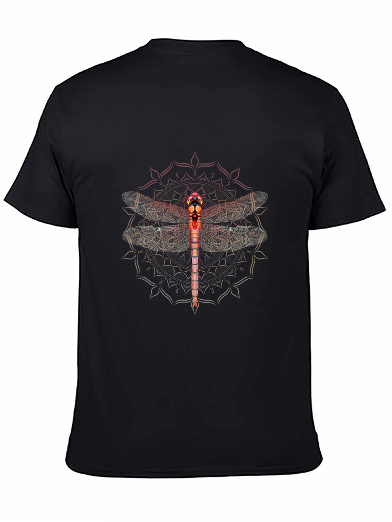 Dragonfly Mandala Graphic Tee - Mens Black T-Shirt