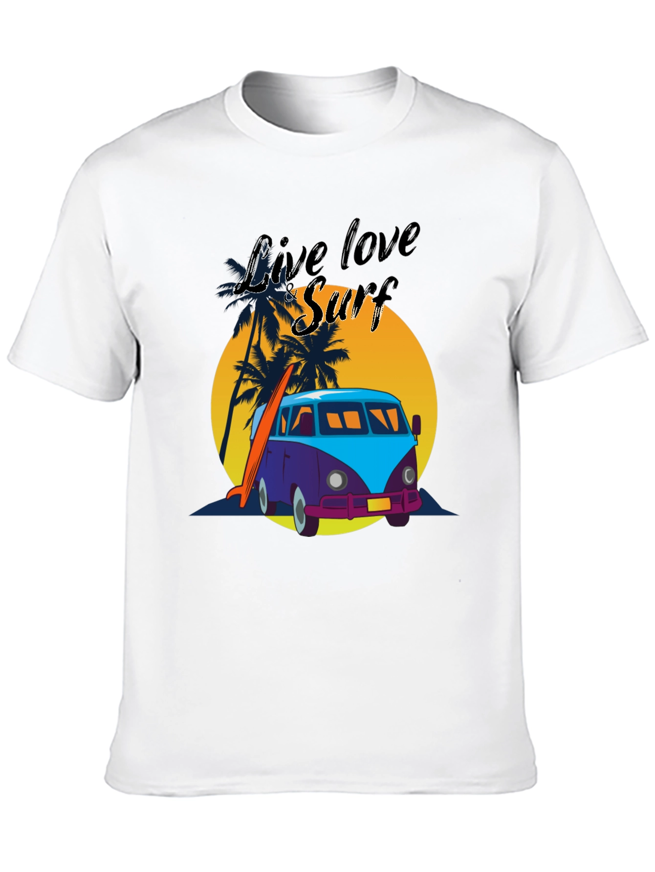 Live Love Surf Tee - Retro Van Beach Vibes