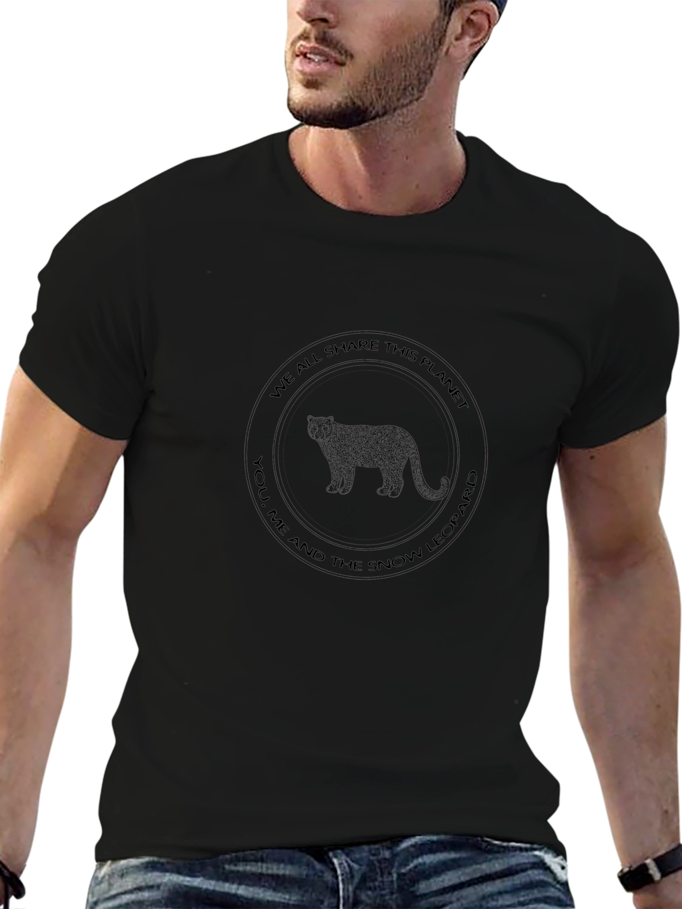 Snow Leopard Planet T-Shirt - Eco-Friendly Design