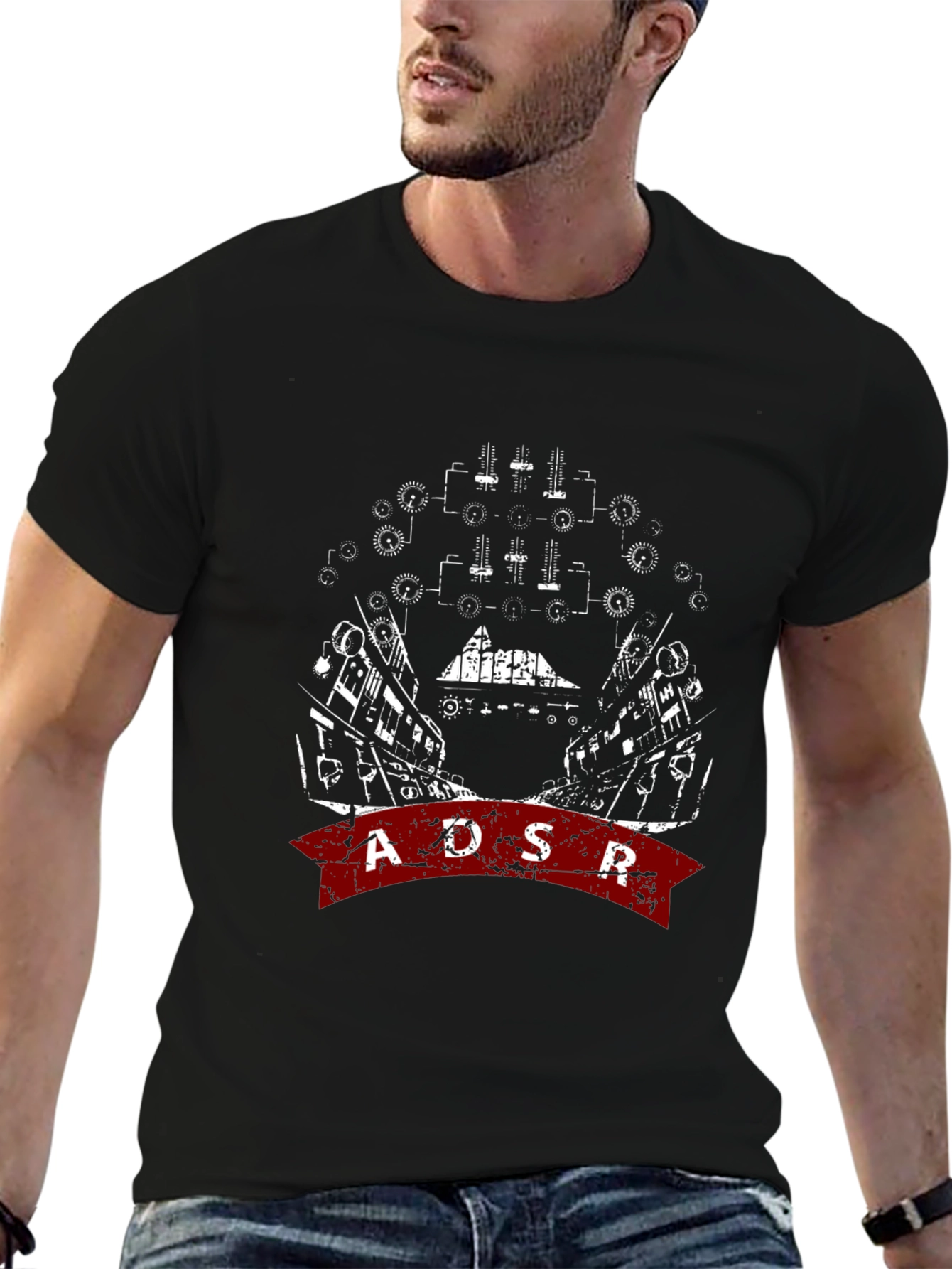 ADSR Graphic Print Black T-Shirt