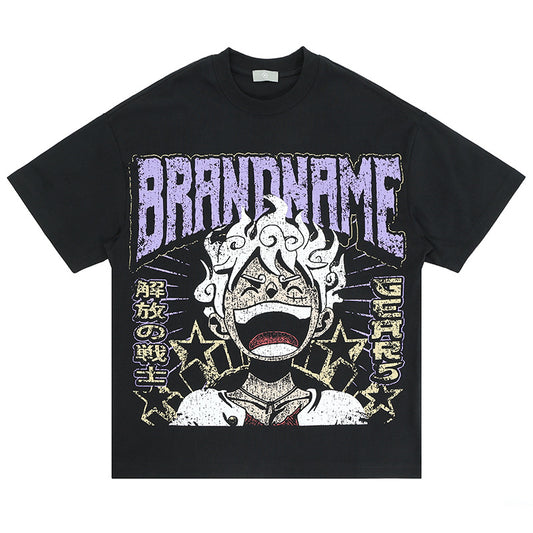 Men's Cartoon Destroyed Print Short Sleeve T-Shirt Unisex