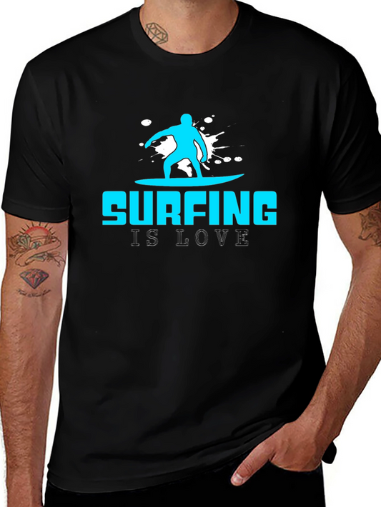 Surfing is Love Graphic Tee - Black